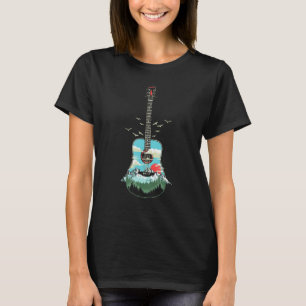 Camiseta Belo Violão Montanhas Floresta & Natureza