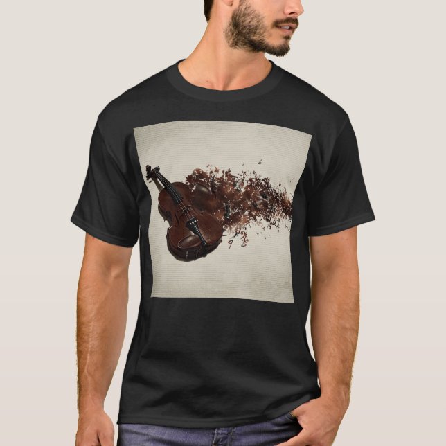 Camiseta Belo violino com motivos musicais (Frente)