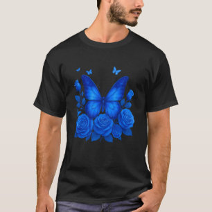 Camiseta Belos Amantes da Borboleta Azul Rosa Borboleta