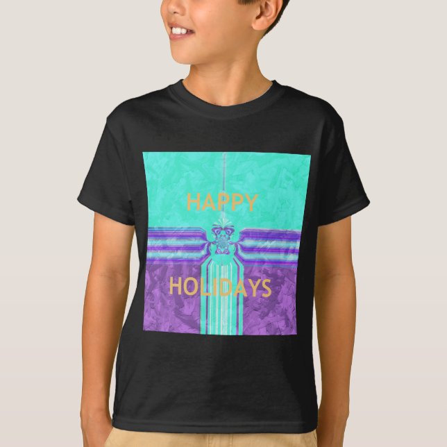 Camiseta Belos Felizes Feriados Azuis design vetor ciano (Frente)