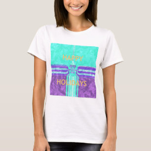 Camiseta Belos Felizes Feriados Azuis design vetor ciano