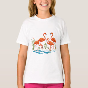 Camiseta Belos flamingos no lago