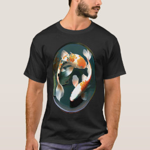 Camiseta belos koi carpas em pintura de água peixe koi lent