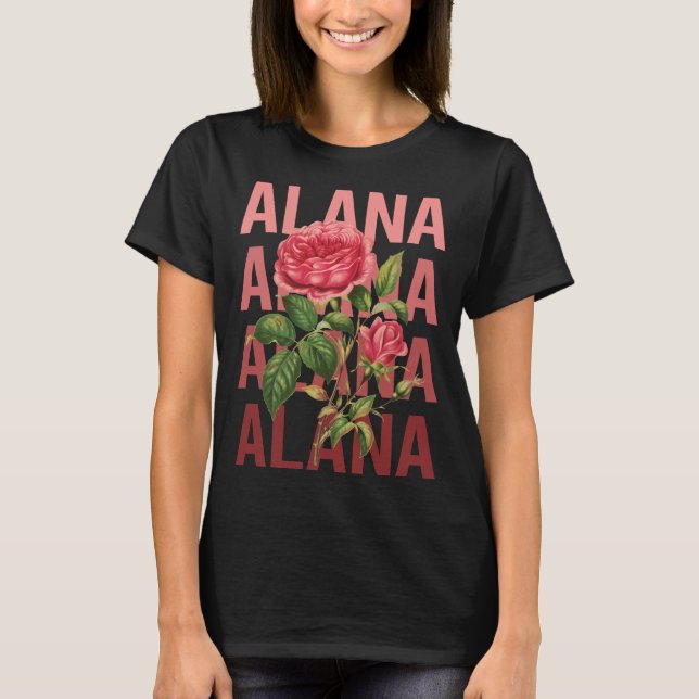 Camiseta Belos Rosas - Nome Alana (Frente)