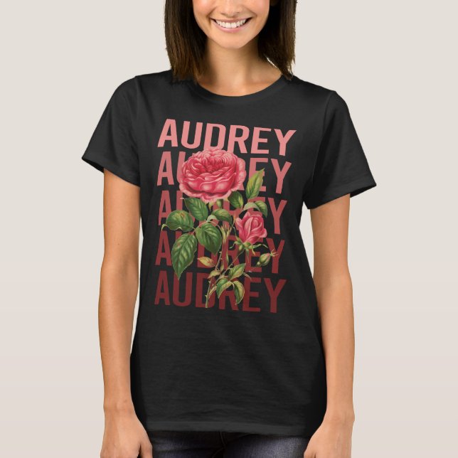 Camiseta Belos Rosas - Nome Audrey (Frente)