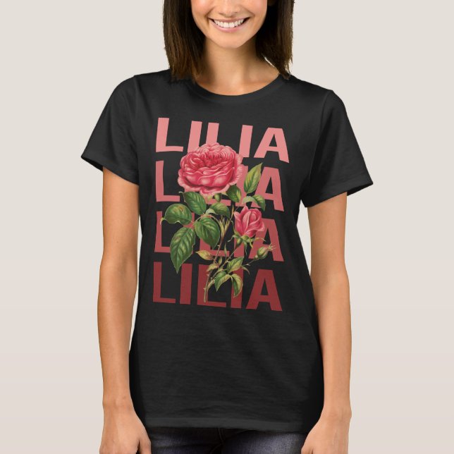 Camiseta Belos Rosas - Nome Lilia (Frente)
