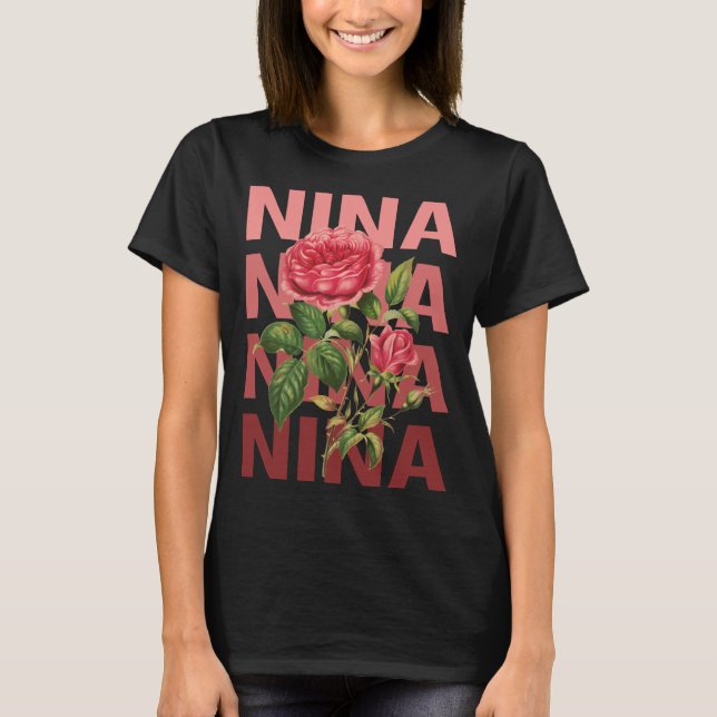 Camiseta Belos Rosas - Nome Nina (Frente)