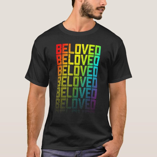 Camiseta Belovado Lgbtq+ Orgulho gay Arco-Íris Texto Fade G (Frente)