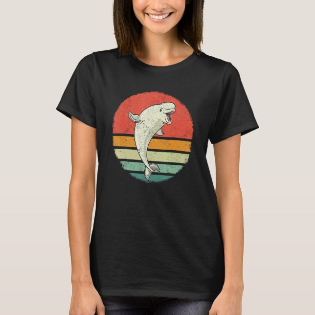 Camiseta Beluga Whale Ocean Belugas Retro Sunset (Frente)
