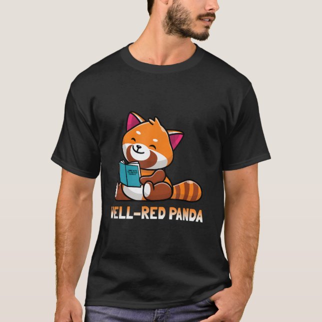 Camiseta Bem Panda Vermelho Livrouco Lendo Livros Panda (Frente)