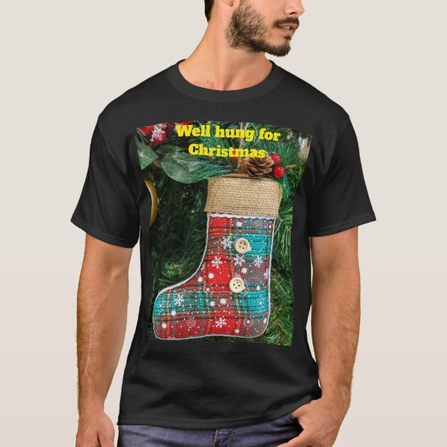 Camiseta Bem pendurado para o Natal. (Frente)