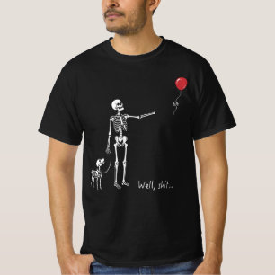 Camiseta Bem Shiit Esqueleto e Cachorro Balão Vermelho Humo