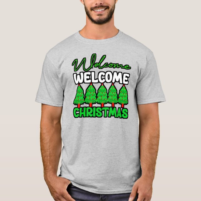 Camiseta Bem-vinda Árvore de Natal Design de Feriado-85600 (Frente)