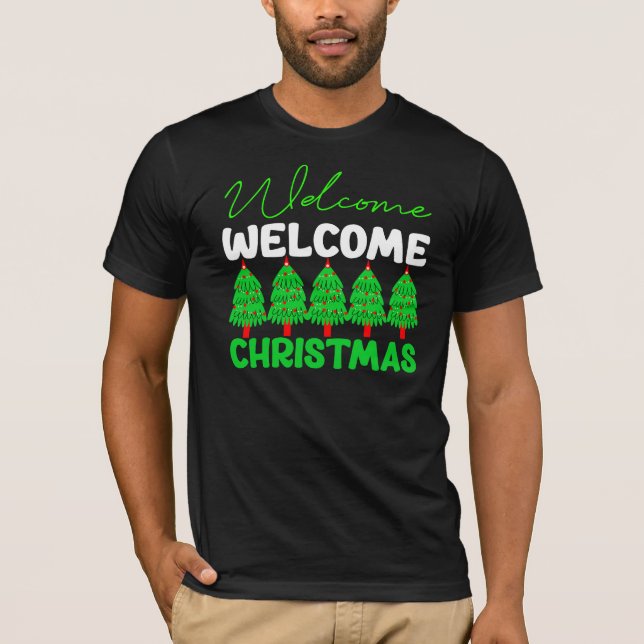 Camiseta Bem-vinda Árvore de Natal Design de Feriado-85600 (Frente)