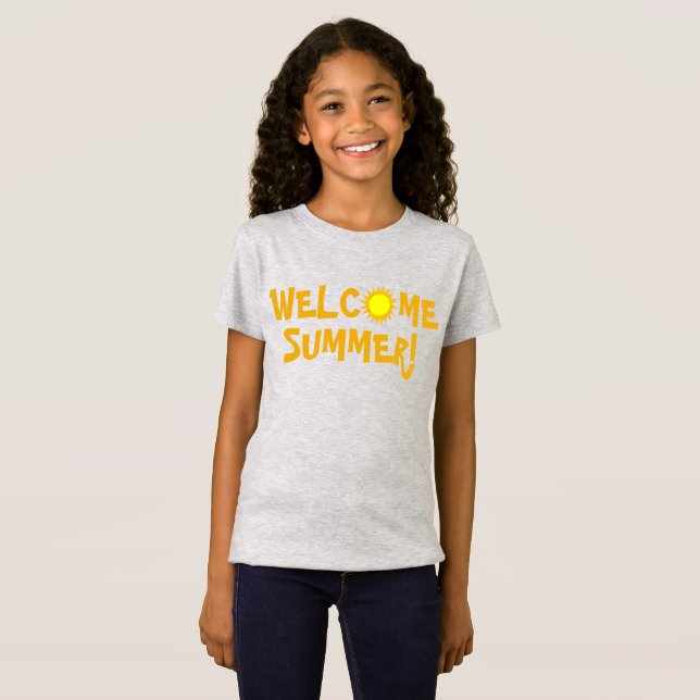 Camiseta Bem-vinda Summer! Sol Amarelo Dia Sunny Sunshor (Frente Completa)