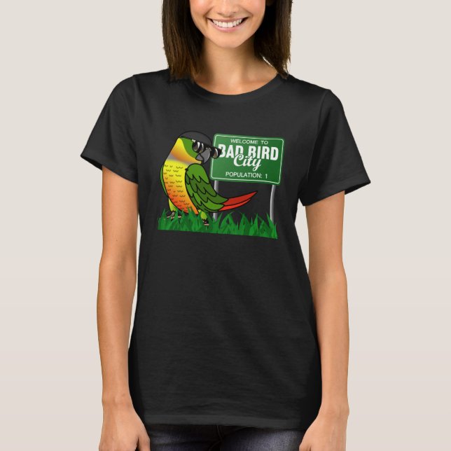 Camiseta Bem-Vindo A Cidade Má De Pássaro Eu Amarelo Verde (Frente)