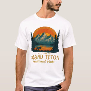 Camiseta Bem-vindo à Embroiderme Grand Teton National USA