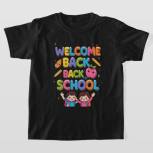 Camiseta BEM-VINDO À ESCOLA - Crianças Coloridas T-Shirt De