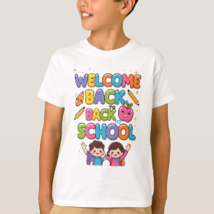 Camiseta BEM-VINDO À ESCOLA - Crianças Coloridas T-Shirt De