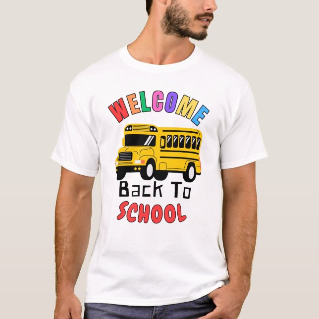 Camiseta Bem-Vindo À Escola - Ônibus Engraçado (Frente)