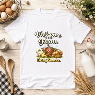 Camiseta Bem-vindo à Fazenda. Traga Lanches. Humor Rural 