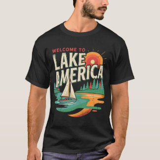 Camiseta Bem-vindo ao Lake America Vintage Sailboat