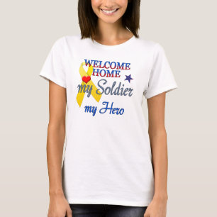 Camiseta Bem-vindo ao lar Meu Soldado Meu Herói