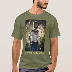 Camiseta Bem-vindo ao meu Mundo. Alien na galáxia