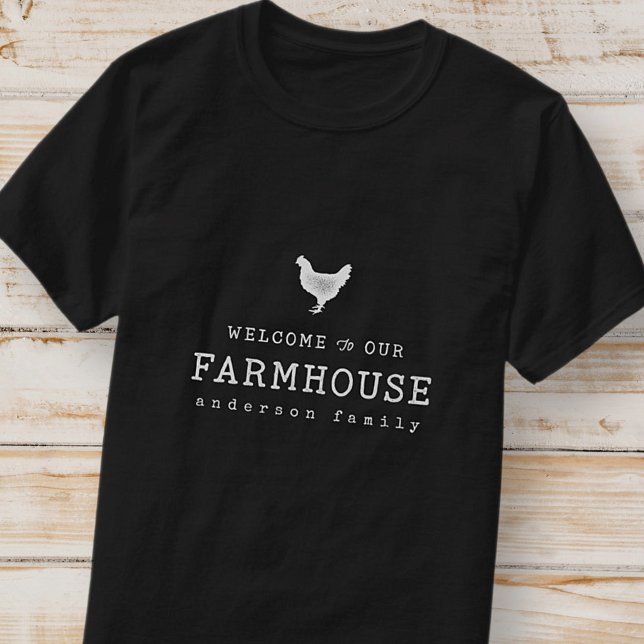 Camiseta Bem-vindo ao nosso Galinha Russo do Campo de Farmh (Criador carregado)