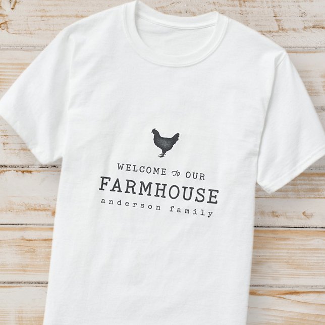 Camiseta Bem-vindo ao nosso Galinha Russo do Campo de Farmh (Criador carregado)