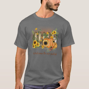 Camiseta Bem-Vindo Ao Nosso Pumpkin Sunflower Funny Autum
