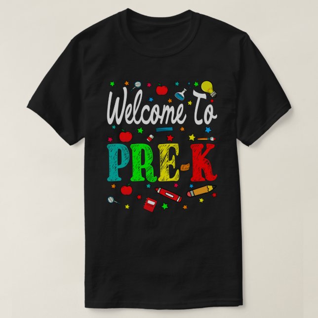 Camiseta Bem-Vindo Ao Pré-K De Volta À Escola (Frente do Design)