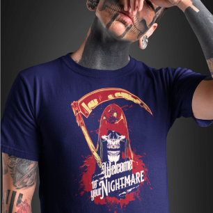 Camiseta Bem-vindo ao seu pesadelo Horror Skull Halloween