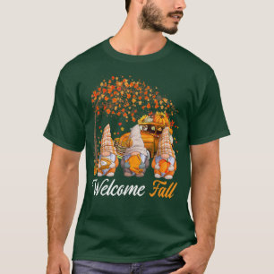 Camiseta Bem-Vindo, Árvore Três Gnomos Com Pumpkins Pic