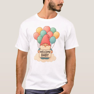 Camiseta Bem-vindo, Baby Gnomo, com Pastel Balloons