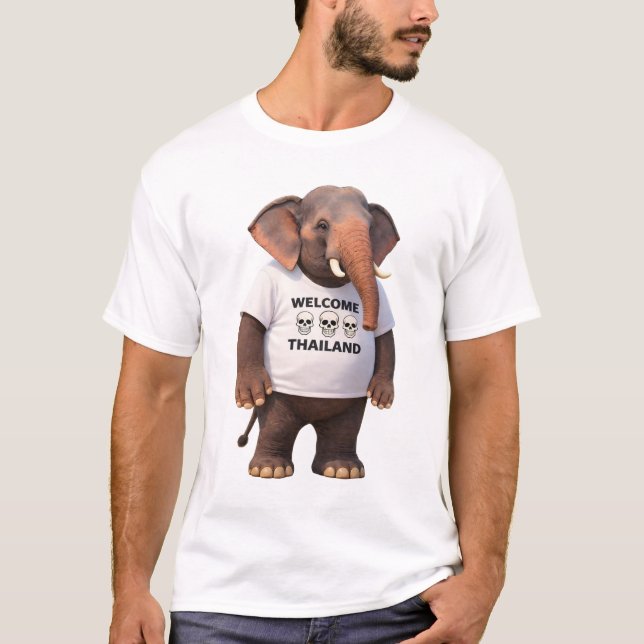 Camiseta Bem-vindo Crânio de Elefante da Tailândia (Frente)