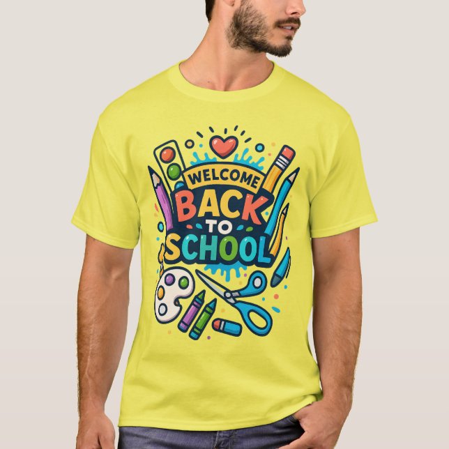 Camiseta Bem-vindo de volta à Design de Arte Divertida da E (Frente)