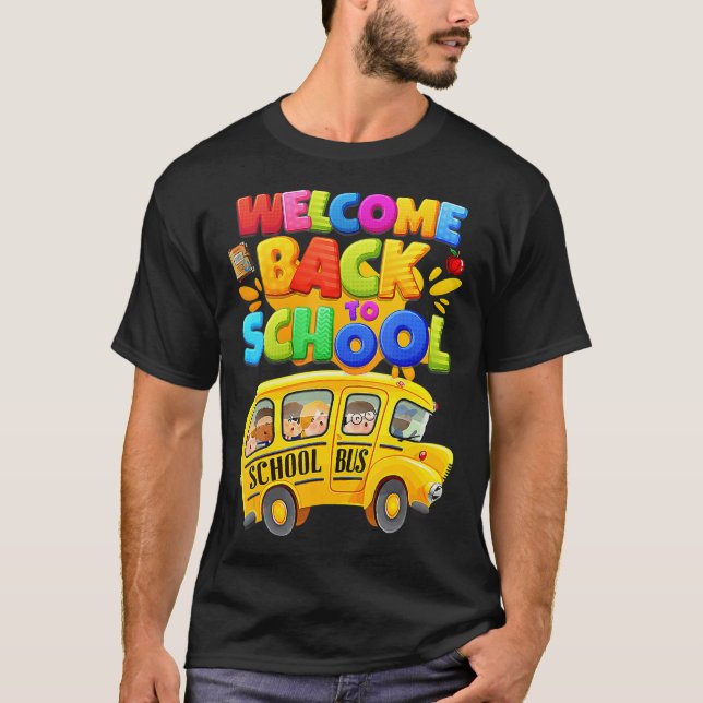 Camiseta Bem-Vindo De Volta À Escola De Ônibus Meninos (Frente)