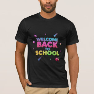 Camiseta Bem-vindo de Volta à Escola Glitter Tipografia 3D