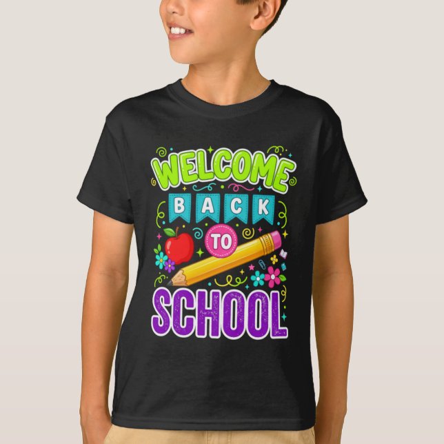 Camiseta Bem-vindo de Volta à Escola Primeiro Dia de Aula (Frente)