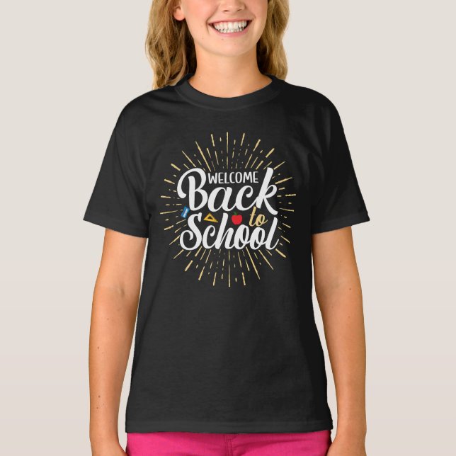 Camiseta Bem-vindo de Volta à Escola Primeiro Dia de Aula (Frente)