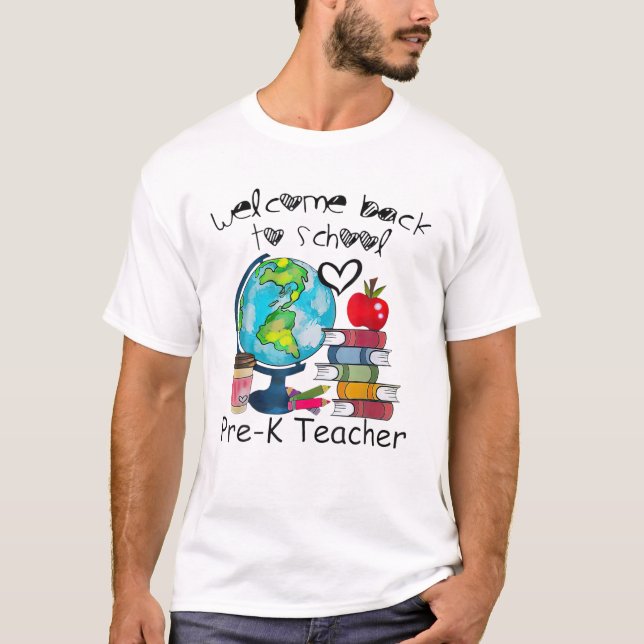 Camiseta Bem-Vindo De Volta À Escola, Professor Mundial Pré (Frente)