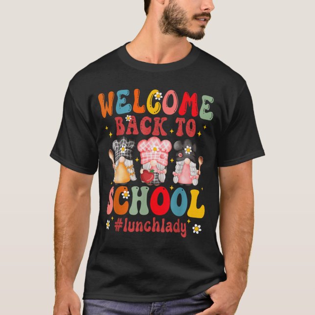 Camiseta Bem-vindo de Volta à Senhora do Almoço da Cafeteri (Frente)