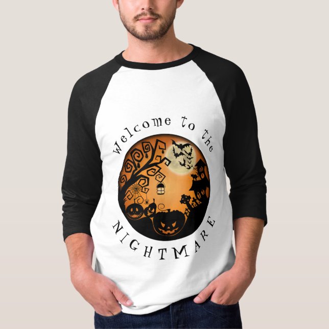 Camiseta Bem-vindos ao Pesadelo do Halloween Pumpkin Person (Frente)
