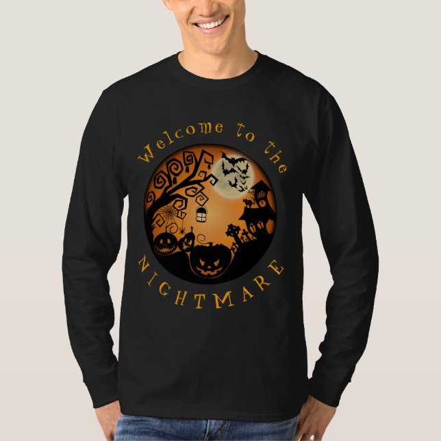 Camiseta Bem-vindos ao Pesadelo do Halloween Pumpkin Person (Frente)