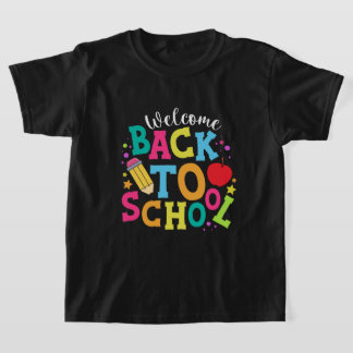 Camiseta bem-vindos de volta à escola para garotos