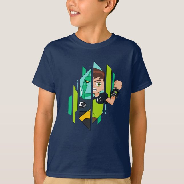 Camiseta Ben 10 Transformação de DNA Diamondhead (Frente)