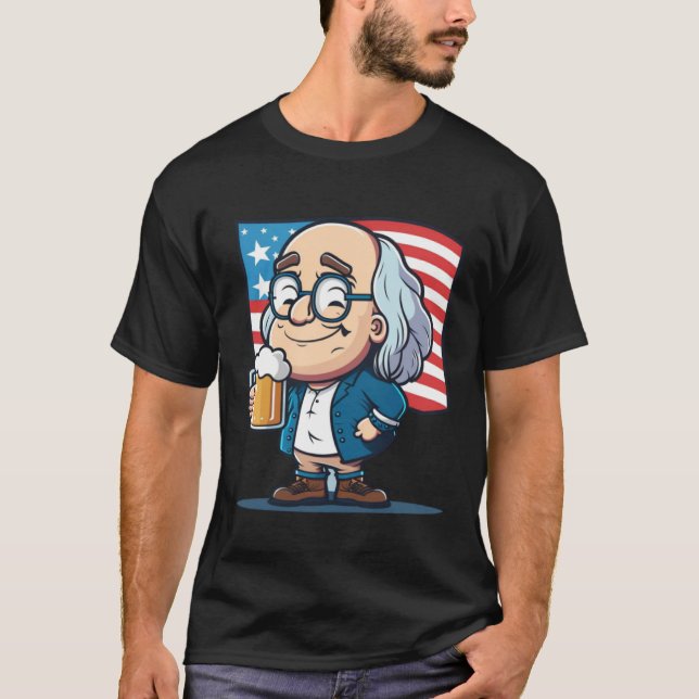 Camiseta Ben Beer 4th of July Benjamin Franklin USA Merica (Frente)