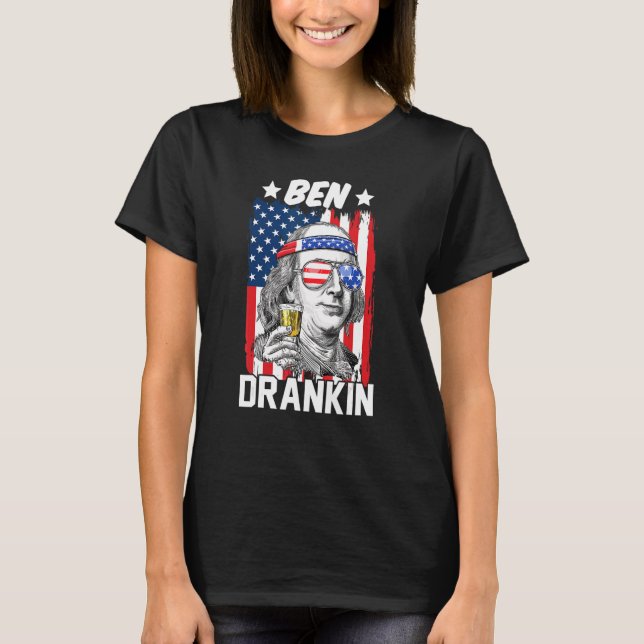 Camiseta Ben Drankin 4 de julho Bandeira Americana Benjamin (Frente)
