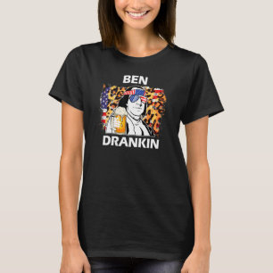Camiseta Ben Drankin 4 de julho Beer Benjamin Franklin Leop